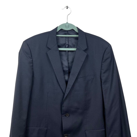 BOSS Hugo Boss The‎ Jam 75/Sharp3_1 Blazer Suit Vented Pinstripe Navy Men Sz 42L - Picture 2 of 8